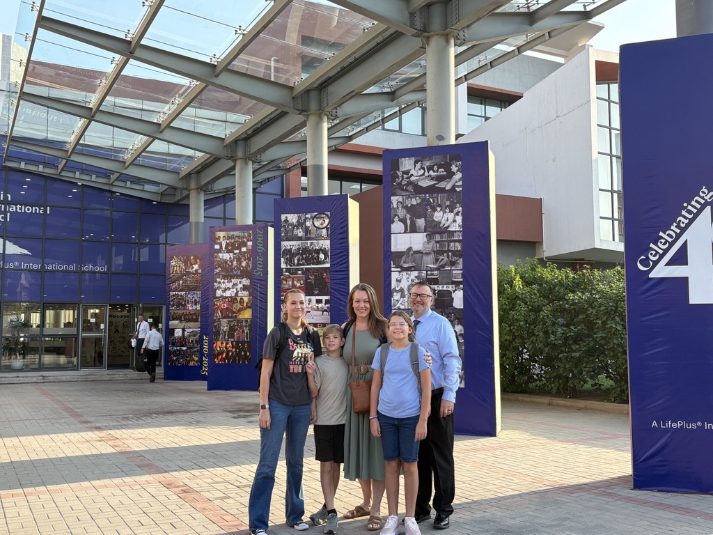 Tianjin International School (TIS) Marketing, Admissions, and Communications Director, Mr. John Dochow, poses with his family.